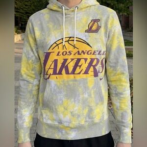 NBA LA Lakers Yellow and Gray Hoodie Tie Dye